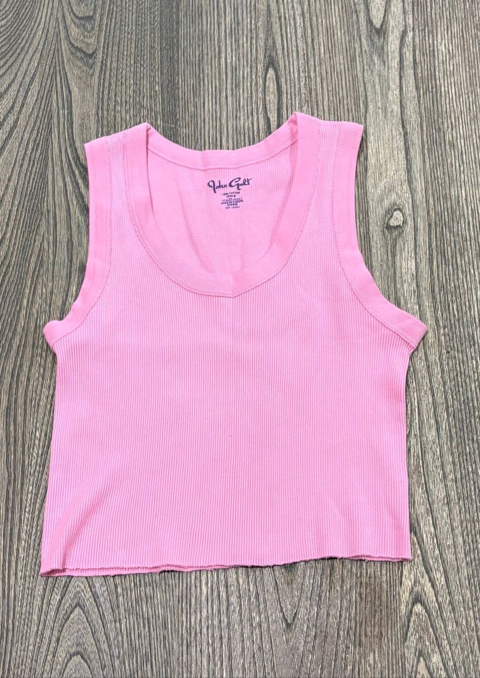 John Galt Women's Ribbed Cotton Scoop Neck Sleeveless Crop Tank Top Pink XS